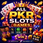 All PKR Slots Games feature image with premium slot machine, poker cards, gold coins, casino chips, and colorful gaming graphics