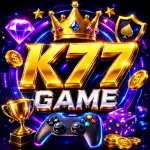 K77 Game homepage banner featuring the game title, colorful gaming graphics, and mobile gaming theme